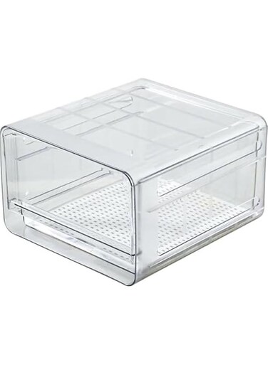 Fridge Drawer Organizer Bin,Stackable Refrigerator Drawers Pull Out Bins,Clear Refrigerator Organizer Bin,Plastic Food Storage Containers for Pantry, Freezer, Kitchen Cabinet