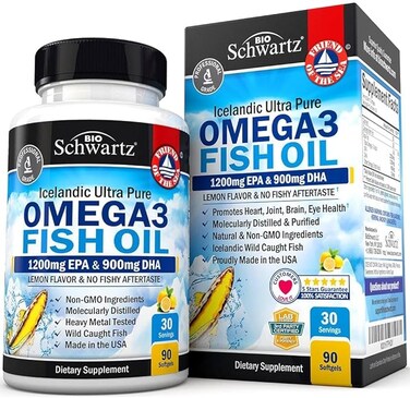 BioSchwartz, Omega 3 Fish Oil, Lemon Flavor, 1200 mg EPA &amp; 900 mg DHA, 90 Softgels