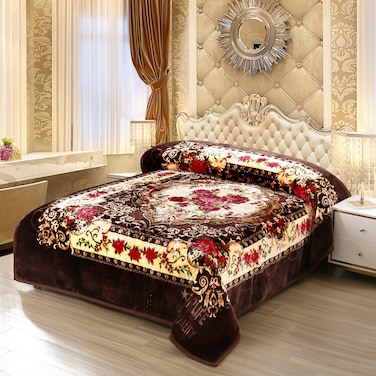 STARLIFE 2 Ply Raschel Premium Quality Blanket 220CM &times; 240CM 11 LBS, 100% SPUN YARN Virgin Polyester Materials, SL-BL5512