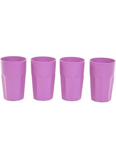 Home Unbreakable Cups and Tumblers 4pk Lavender, Cup 330ml (11oz) - 13 x 5.5CM