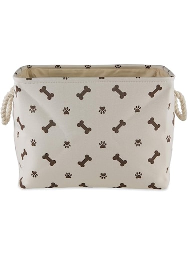 Bone Dry Paw and Bone Print, Cotton, Dark Brown, Medium Rectangle