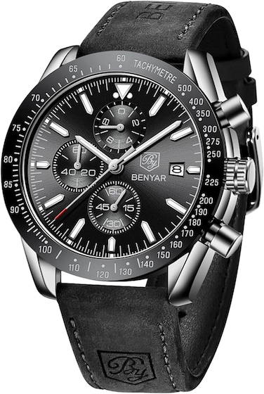 BY BENYAR Mens Watches Chronograph Analog Quartz Movement Stylish Sports Designer Wrist Watch 30M Waterproof Elegant Gift for Men