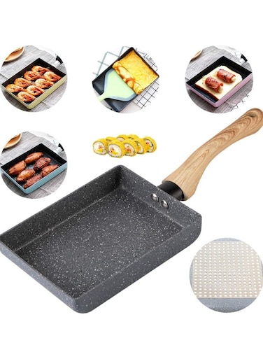 Tamagoyaki Square Japanese Omelette Pan, Non-stick Egg Roll Frying Pan,Healthy Granite Egg Pan for Breakfast, with Heat-Resistant Handle,Easy to Clean,Suitable for Gas and Induction Cooktops,13*18CM