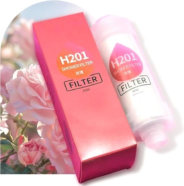 Vitamin Shower Filter - Enhance Hair &amp; Skin Health with Hard Water Softener - Easy Install Shower Infuser for Cleaner, Nourishing Shower Experience" Red Rose