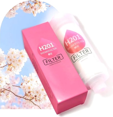 Vitamin Shower Filter - Enhance Hair &amp; Skin Health with Hard Water Softener - Easy Install Shower Infuser for Cleaner, Nourishing Shower Experience" Red Cherry Blossom