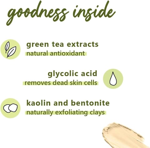 Plum Green Tea Clear Face Mask Kaolin &amp; Bentonite Clay Mask for Acne and Clogged Pores Oily Skin, Brighter, Glowing Skin Face Pack 60 g