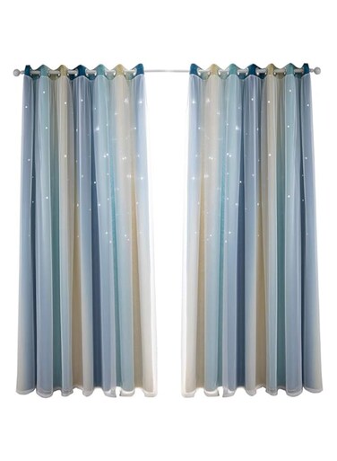 Irfora Star Blackout Curtains for Kids (53in W x 85in, Blue)