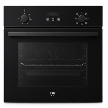 EO 60cm Built-In Electric Oven, 76L Capacity, 7 Cooking Functions, Digital Timer, Triple Glass Door, Fan Assisted, Interior Light, Black Tempered Glass, 2350W, 220-240V