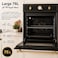 EO 60cm Built-In Retro Electric Oven, 76L Capacity, 9 Cooking Functions, Fan Assisted, Triple Glass Door, Antique Clock Timer, Ivory Finish, 2800W, 220-240V