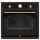 EO 60cm Built-In Retro Electric Oven, 76L Capacity, 9 Cooking Functions, Fan Assisted, Triple Glass Door, Antique Clock Timer, Ivory Finish, 2800W, 220-240V