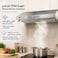EO 60cm Under Cabinet Range Hood, Stainless Steel, 3 Speed Kitchen Cooker Hood, LED Light, Push Button Control, Aluminum Grease Filters, 275m&sup3;/h Airflow, 65dB, 220-240V
