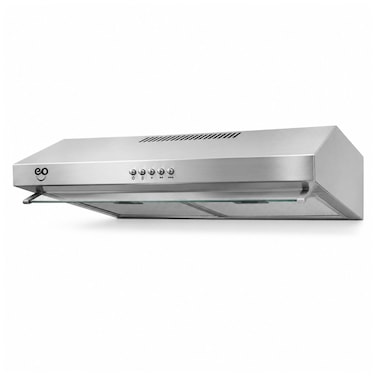EO 60cm Under Cabinet Kitchen Cooker Hood, Stainless Steel &amp; Black, Dual Motor 140W, 3-Speed Push Button Control, LED Light, 320m&sup3;/h Max Airflow, 3 Aluminum Grease Filters &ndash; EOHD-2MB6SS