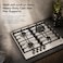 EO 60cm Built-In Gas Hob, 4 Burners, Stainless Steel, Cast Iron Pan Supports, 3.5kW Wok Burner, Metal Knobs, Auto Ignition, Flame Failure Safety Device, 8kW