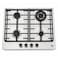EO 60cm Built-In Gas Hob, 4 Burners, Stainless Steel, Cast Iron Pan Supports, 3.5kW Wok Burner, Metal Knobs, Auto Ignition, Flame Failure Safety Device, 8kW