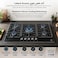EO 90cm Built-In Gas Hob, 5 Burners, Black Tempered Glass, Cast Iron Pan Supports, Triple Ring Wok Burner, Auto Ignition, Flame Failure Safety Device, 11kW