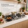 EO 90cm Built-In Gas Hob, 5 Burners, Stainless Steel, Cast Iron Pan Supports, 3.5kW Wok Burner, Metal Knobs, Auto Ignition, Flame Failure Safety Device, 11kW