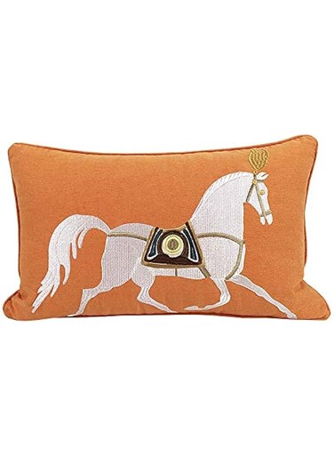 Croker Horse 12x20'' inches Orange Embroidered Horse Throw Pillow Cushion Covers - Modern Fashion Style Couch Sofa Pillow for Living Room Sofa Bedroom