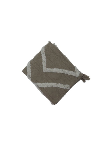 130 x 160 cm 400GSM Pastel Cotton Throw Blanket in Mocha Brown Featuring Tufted Geometric Patterns Decorative Boho Cover for Couch Sofa and Bed