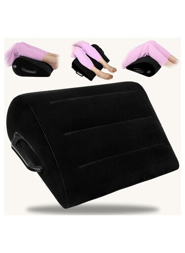 Inflatable Orthopedic Pillow, Leg Raising Pillow, Triangular Portable Cushion, Comfortable Leg Pillow, Fast Inflation And Deflation Valve, Adjustable Tilt, Provide Support, Sleep Aid, Pain Relief, Foot And Ankle Injury And Rehabilitation Wedge Cushion, Black