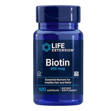 Life Extension Biotin, 100 Capsules, 600 mcg