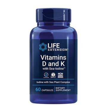 Life Extension Vitamins D and K with Sea-Iodine, 60 Capsules
