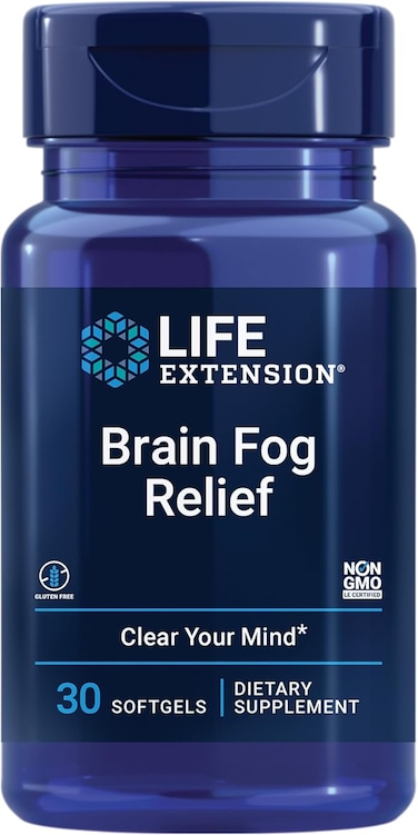 Life Extension Brain Fog Relief Caffeine-Free, Fast-Acting Nootropic Formula Helps Clear Your Mind &ndash; Gluten-Free, Non-GMO - 30 Softgels