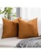 QUAFOO 24x24 Velvet Square Pillow Covers Set of 2 for Sofa Couch Bed,Luxury Soft Burnt Orange Throw Pillow Cover with Zipper