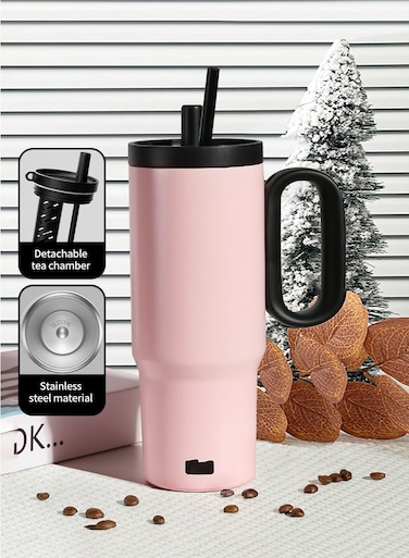 Stainless Steel Vacuum Flask - Leak-Proof Lid with Straw   Keeps Drinks Hot &amp; Cold for Hours   Perfect for Coffee, Tea, Smoothies   Ideal for Travel, Car, Office &amp; Home Use
