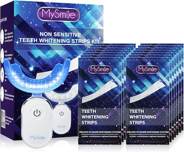 MySmile Teeth Whitening Kit, 28 Non-Sensitive Teeth Whitening Strips, Deluxe Teeth Whitener Dental Grade Tooth Whitening Strips for Home, Travel, 10 min Fast Result for Beautiful White Smile
