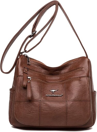 New Handbags for Women Multi Pockets Casual Cross-body Bags Ladies Waterproof Purse and Shoulder Bags Slightly Messenger Bags for Daily Use - Brown
