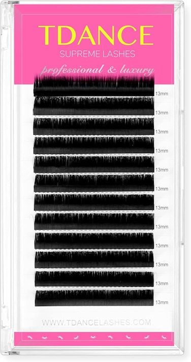 TDANCE Premium C Curl 19mm Semi Permanent Individual Eyelash Extensions 0.03mm Thickness False Mink Silk Volume Lashes Extensions Professional Salon Use(C,0.03,19mm)