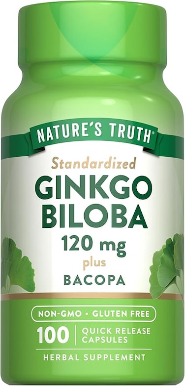 Nature's Truth Ginkgo Biloba 120 mg Standardized Extract Plus Bacopa Extract, 100 Count