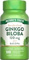 Nature's Truth Ginkgo Biloba 120 mg Standardized Extract Plus Bacopa Extract, 100 Count