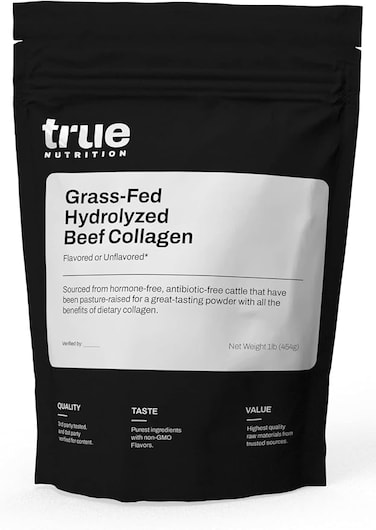 True Nutrition - Hydrolyzed Collagen Powder from Grass Fed Beef - Paleo Friendly, Gluten Free, Soy Free, Dairy Free, Non-GMO, Grass Fed Collagen Peptides Powder - Unflavored - 1LB