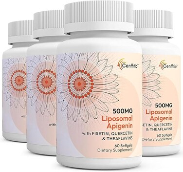 Cenffitio Liposomal apigenin 500mg Softgels - Optimal Apigenin Supplement with Fisetin, Quercetin and Theaflavins - 8 Month Supply