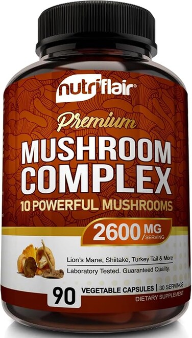 NutriFlair Visit the Store 7 Organic Mushroom Supplement 90 Capsules (2500mg)