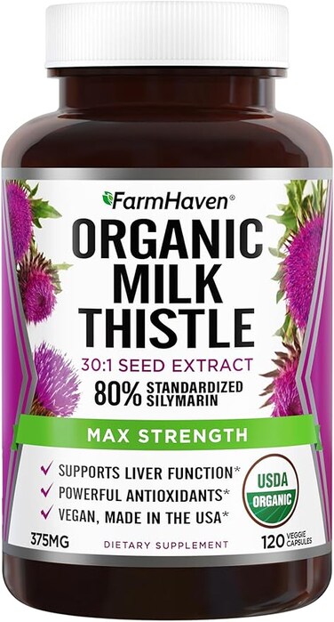 FarmHaven Milk Thistle Capsules, 11250mg Strength, 30X Concentrated Seed Extract &amp; 80% Silymarin Standardized, 120 Veggie Capsules