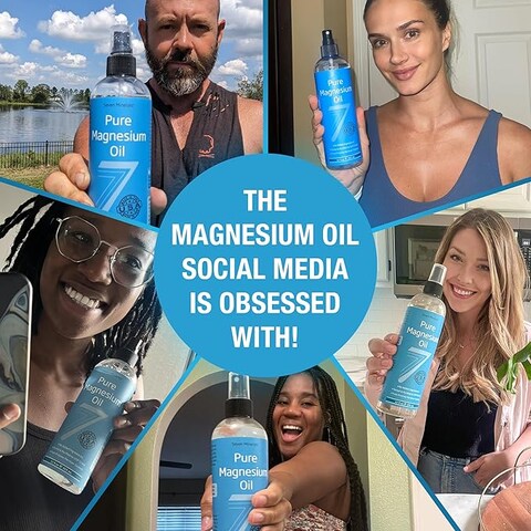 Seven Minerals Pure Magnesium Oil Spray - Big 355ml (Lasts 9 Months) - 100% Natural, USP Grade = No Unhealthy Trace - from an Ancient Underground Permian Seabed in USA - Included