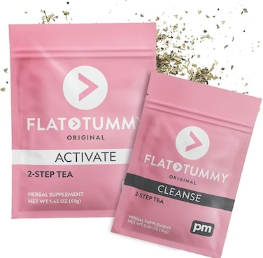 Flat Tummy Tea &ndash; 2-step, 4 Week Program &ndash; Detox Tea to Boost Energy &amp; Reduce Bloating* - All Natural Detox Cleanse w/ Green Tea, Lemon Balm, Dandelion, Fennel, &amp; More - Digestion support
