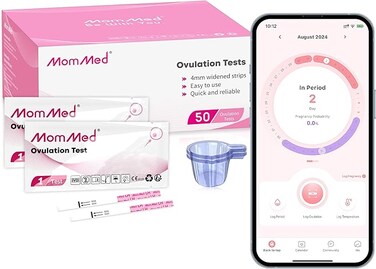 MOMMED 50 LH Ovulation Predictor Kit with 50 Collection Cups for Women