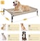 Veehoo Cooling Elevated Dog Bed, Outdoor Raised Dog Cots Bed for Large Dogs, Chew Proof Standing Pet Bed with Washable Breathable Mesh, No-Slip Feet for Indoor Outdoor, Large, Beige Coffee