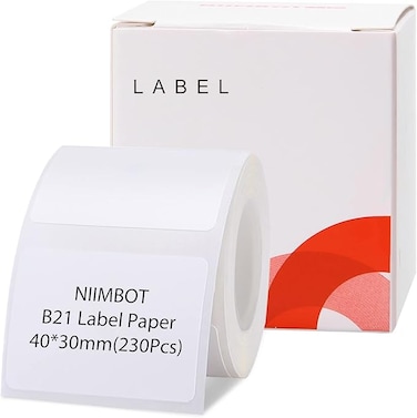 DEEPIN Label Maker Tape White Label Print Paper Compatible for NIIMBOT B3S B21, Thermal Sticker Paper 1.57'' x 1.18'' Waterproof Labeling Tape Replacement 230 Labels/Roll (40&times;30mm)