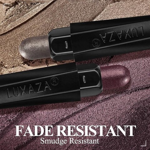 LUXAZA 3PCS Cream Eyeshadow Stick Sets,Neutral Metallic Makeup Pencil For Eyes,Eye Brightener Stick Highlighter Makeup,Waterproof &amp; Long Lasting Eye Shadow Stick And Eyeliner Pen Set