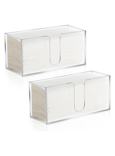 2Pack Acrylic Countertop Paper Towel Dispenser, Folded Paper Towel Dispenser Clear Trifold Napkin Holder, Suitable for Z-fold, C-fold or MultiFold Trifold Paper Towels for Bathroom Toilet and Kitchen