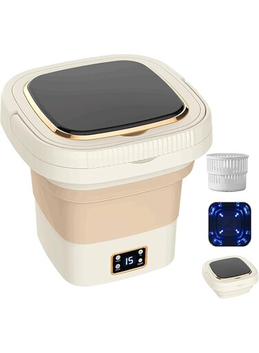 Portable Washing Machine,9L Foldable Mini Washing Machine,Intelligent Digital Display Screen Mini Washer and Spin Dryer, Small Washer for Socks Underwear or Small Items,for RV,Travel