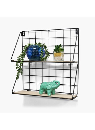 Box Sera 2-Tier Foldable Wall Shelf with MDF Board 40 x 12 x 41 cm