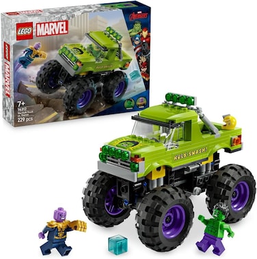 LEGO Marvel The Hulk Truck vs. Thanos - Super Hero Building Toy with a Monster Truck plus 2 Minifigures &amp; Accessories incl. an Infinity Gauntlet - Collectible Set for 7+ Year Old Boys &amp; Girls - 76312