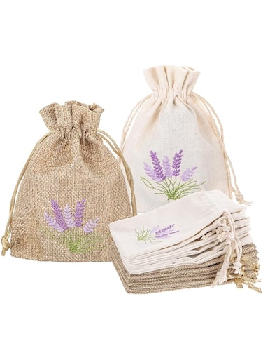 Azonee 12 PCS Lavender Sachet Empty Bags - Exquisite Jute Drawstring Pouches for Herbs, Spices, Jewelry, Wedding Party Favor, Eco-Friendly Cotton Linen Lavender Bags for Closets,Home Fragrance &amp; Gifts
