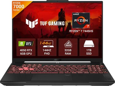 ASUS TUF A16 (2025) AMD Ryzen 7 7445HS Gaming Laptop 32GB RAM-2TB SSD   FHD+ 144Hz   Nvidia RTX 4050-6GB   Windows 11   Office Home 2024   Gray   FA607NUG-WH73
