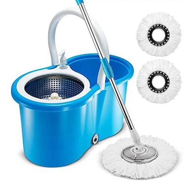GENNEXT Spin Mop And Bucket with Wringer Set, Floor Cleaning System, Easy Wring Foot Pedal, Stainless Steel Mop Handle For Hardwood Laminate Ceramic Marble Tile Floor Cleaning